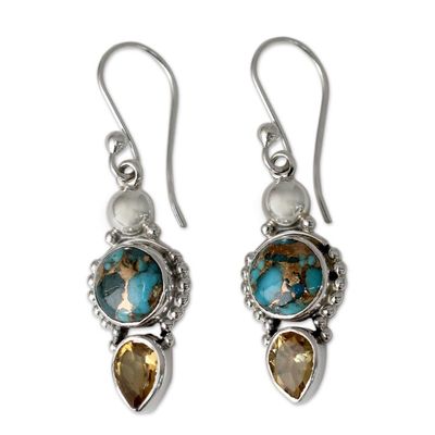 Alternate image for Hand Crafted Citrine and Sterling Silver Dangle Earrings Summer Sunset