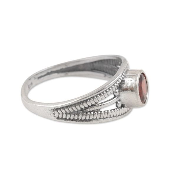 Alternate image for Polished Domed Single Stone Ring with Natural Garnet Gem Promised Eden