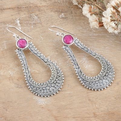Alternate image for Ruby Dangle Earrings Crafted from Sterling Silver in India Ties of Love