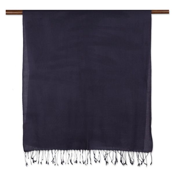 Alternate image for Hand-Woven Mulberry Wool Shawl Winter Warmth in Mulberry
