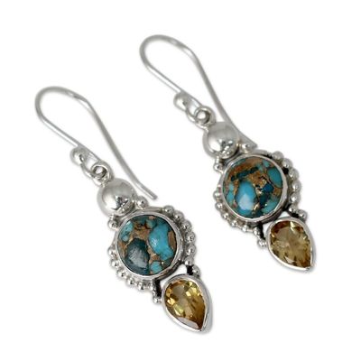 Alternate image for Hand Crafted Citrine and Sterling Silver Dangle Earrings Summer Sunset