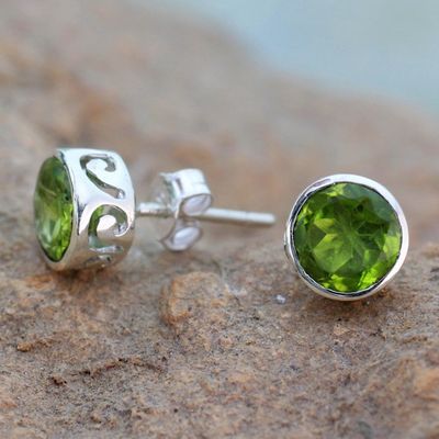Alternate image for Peridot Stud Earrings Sterling Silver Jewelry Spark of Life