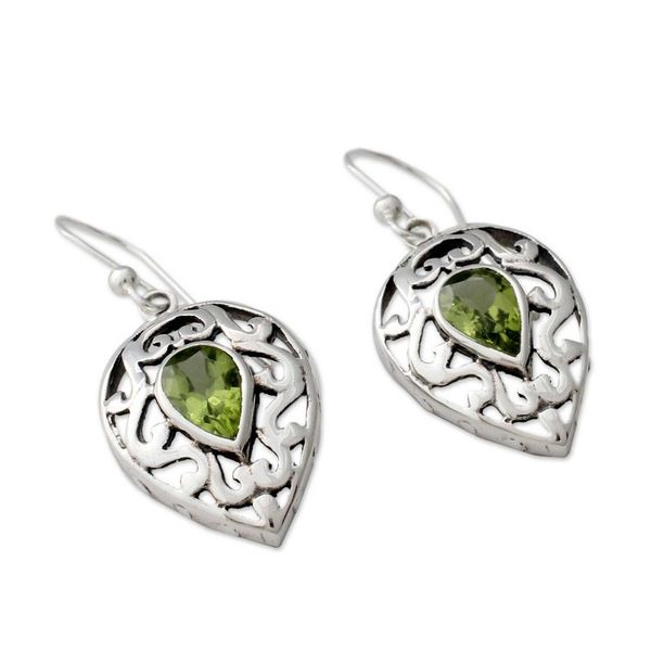 Alternate image for India Jewelry Earrings in Sterling Silver and Peridot  Lime Lace