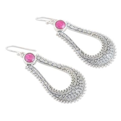 Alternate image for Ruby Dangle Earrings Crafted from Sterling Silver in India Ties of Love