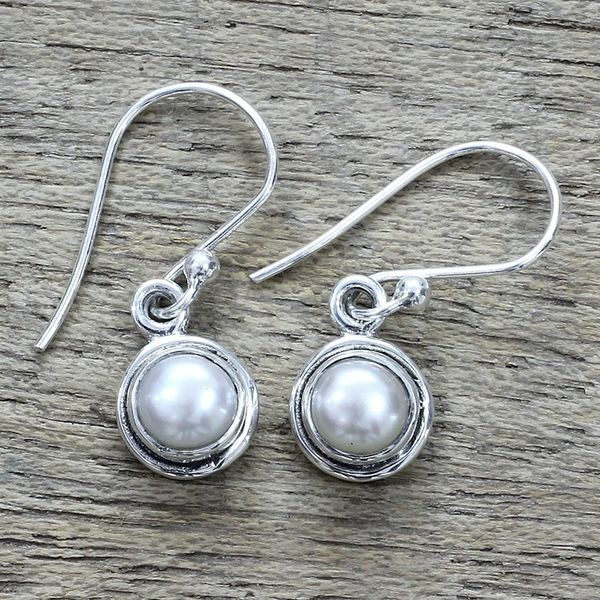 Alternate image for Sterling Silver Cultured Pearl Dangle Earrings from India Purest Love