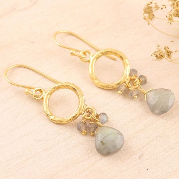 Alternate image for Artisan Crafted Labradorite Earrings Dancing Light