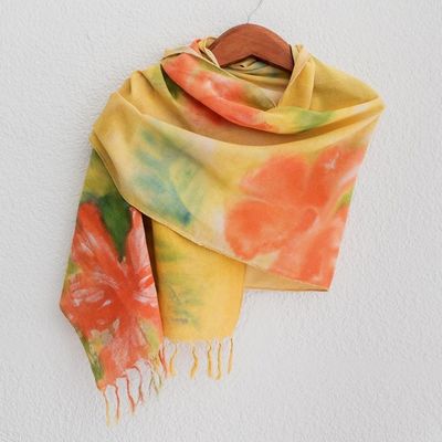 Alternate image for Hand Painted Cotton Shawl from Costa Rica Poppy