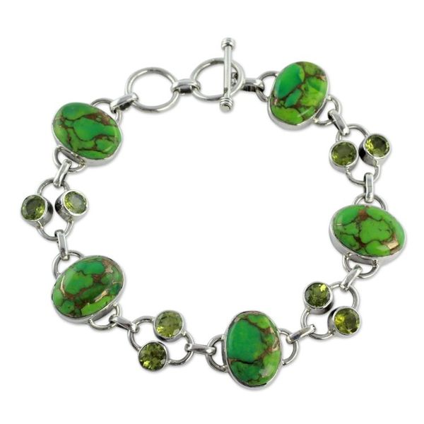 Alternate image for Peridot link bracelet Forest Pebbles