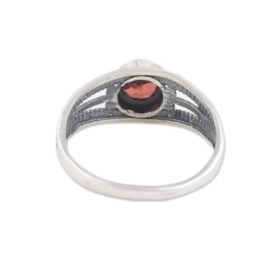 Alternate image for Polished Domed Single Stone Ring with Natural Garnet Gem Promised Eden