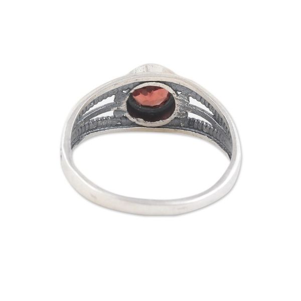 Alternate image for Polished Domed Single Stone Ring with Natural Garnet Gem Promised Eden