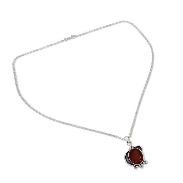 Alternate image for Sterling Silver and Carnelian Pendant Necklace from India Solar Charm