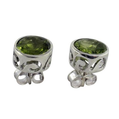 Alternate image for Peridot Stud Earrings Sterling Silver Jewelry Spark of Life