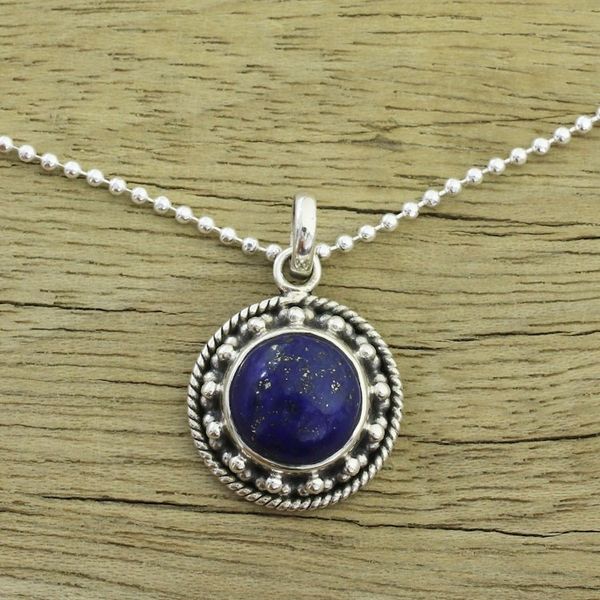 Alternate image for Artisan Handmade Lapis Lazuli Sterling Silver Necklace Lavish Moon
