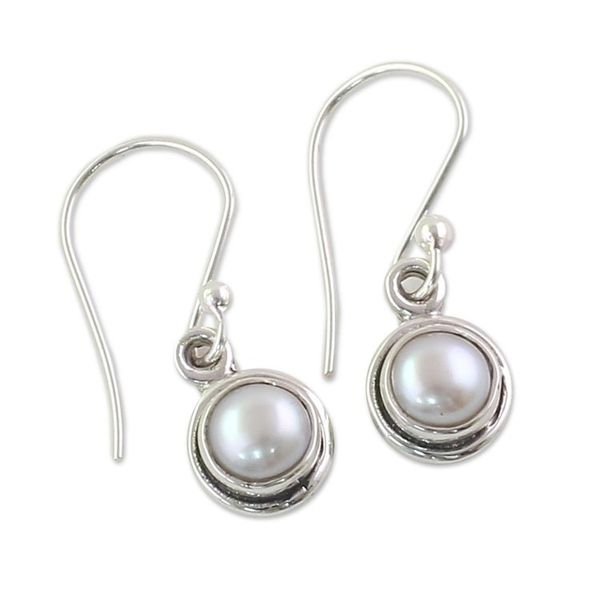 Alternate image for Sterling Silver Cultured Pearl Dangle Earrings from India Purest Love