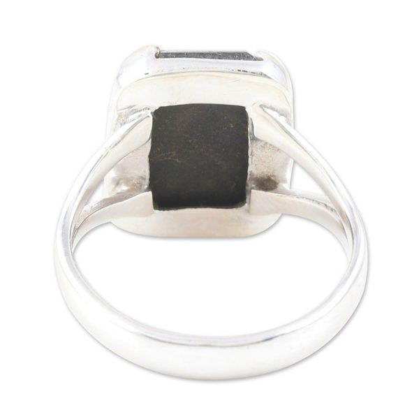 Alternate image for Indian Onyx and Sterling Silver Cocktail Ring Mirrored Moon