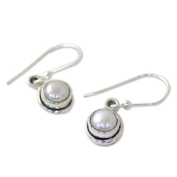 Alternate image for Sterling Silver Cultured Pearl Dangle Earrings from India Purest Love