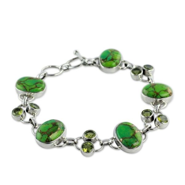 Alternate image for Peridot link bracelet Forest Pebbles