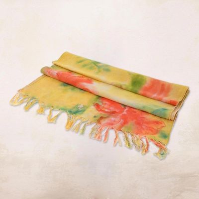 Alternate image for Hand Painted Cotton Shawl from Costa Rica Poppy