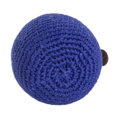 Alternate image for Handcrafted Knit Cotton Hacky Sack in Sapphire Hues Sapphire Shield