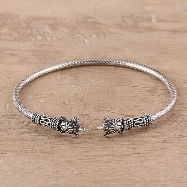 Alternate image for Sterling Silver Turtle Cuff Bracelet Crafted in India Turtle Fantasy