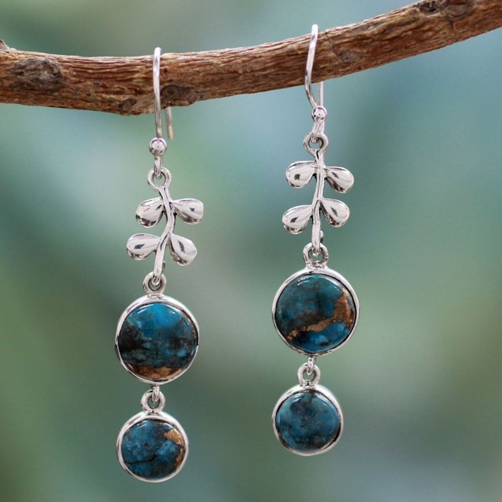 Sterling silver dangle earrings 'Sweet Blueberries'