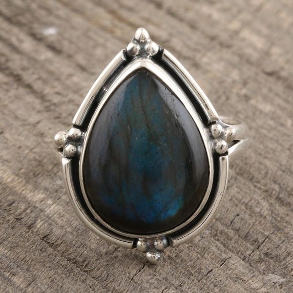 Alternate image for Natural Labradorite Cocktail Ring Sultry Night