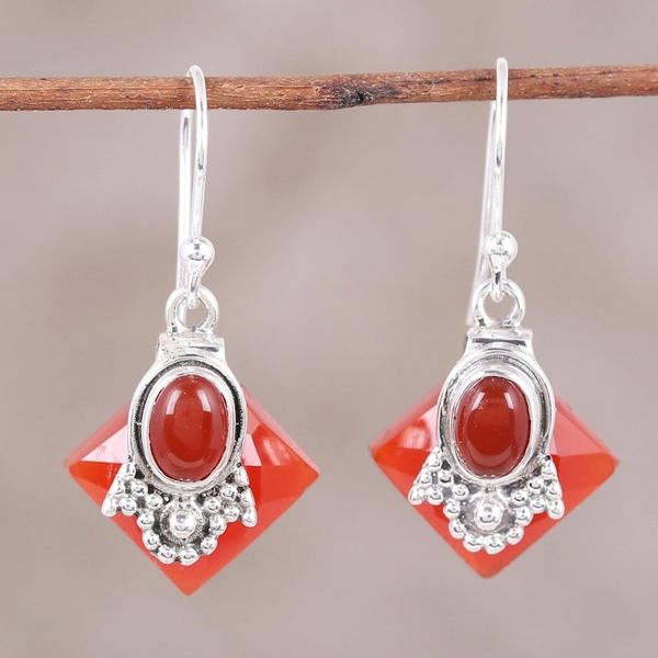 Alternate image for Carnelian Earrings from Indian Jewelry Collection Kolkata Scarlet