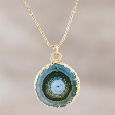 Alternate image for Gold-Plated Green Solar Quartz Pendant Necklace Mystic Power