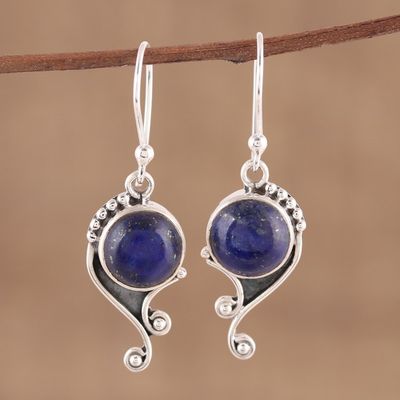 Alternate image for Handmade 925 Sterling Silver Lapis Lazuli Earrings India Deep Sea Charm