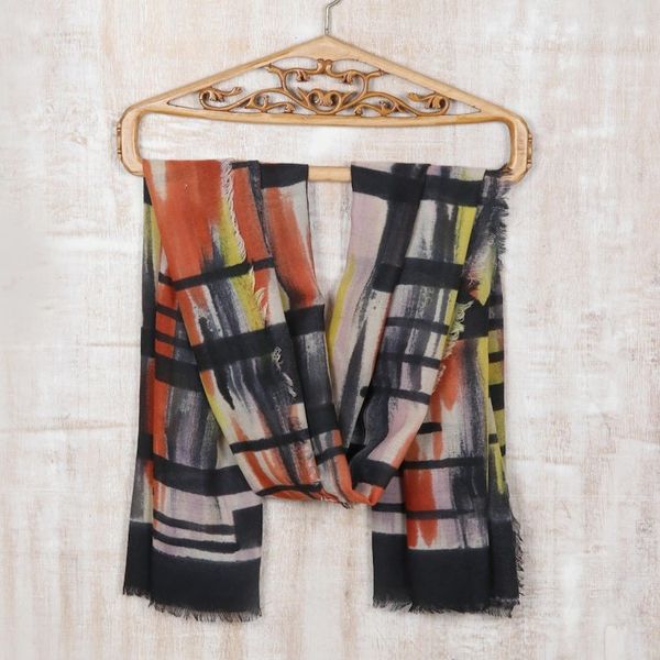 Alternate image for Hand Crafted Wool Shawl from India Campfire