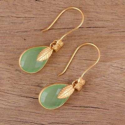 Alternate image for Handmade 22k Gold Plated Chalcedony Dangle Earrings Garden Glory