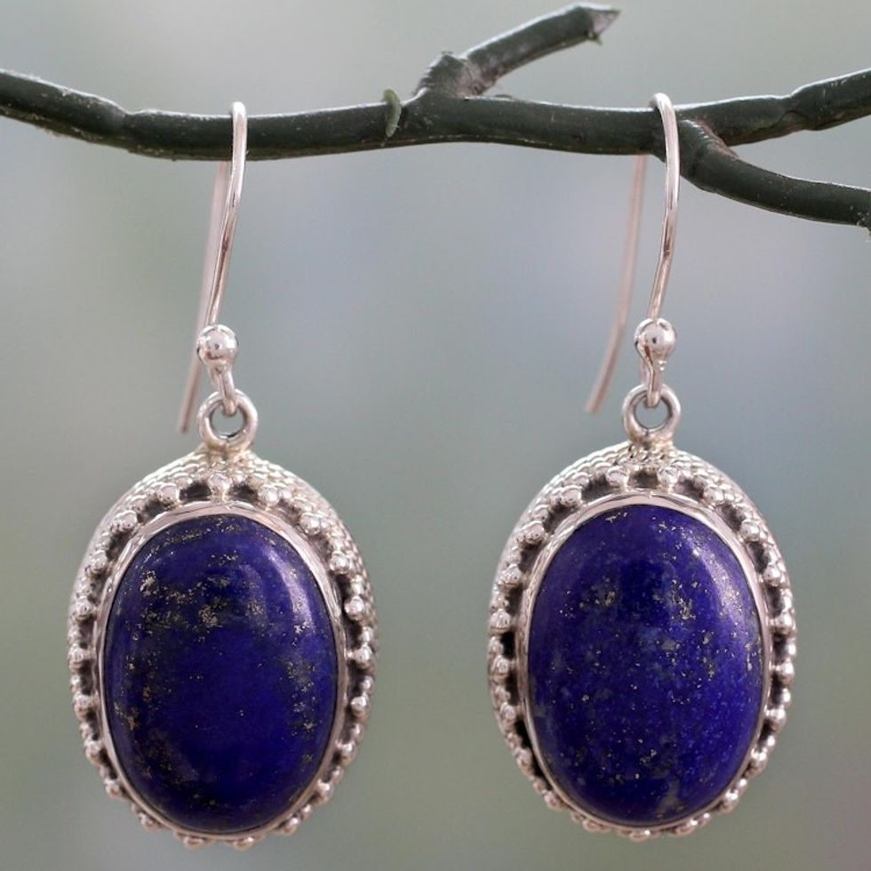 Hand Crafted Sterling Silver and Lapis Lazuli Earrings 'Blue Mystique'