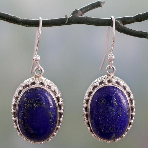 Alternate image for Hand Crafted Sterling Silver and Lapis Lazuli Earrings Blue Mystique