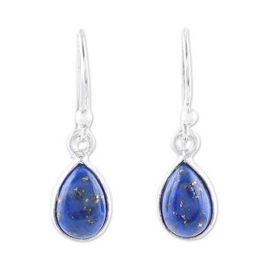 Alternate image for Lapis Lazuli and Sterling Silver Teardrop Dangle Earrings Gentle Tear