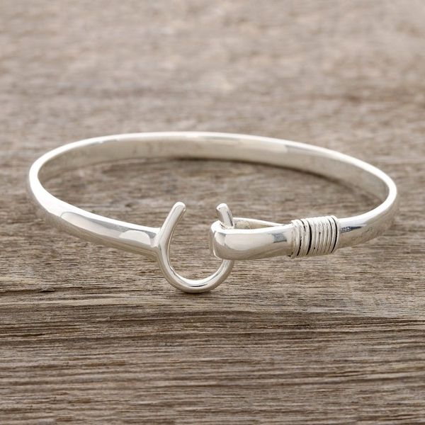 Alternate image for Sterling Silver Horseshoe Bangle Bracelet from India Horseshoe Fortune