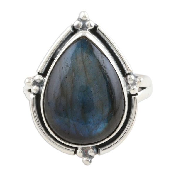Alternate image for Natural Labradorite Cocktail Ring Sultry Night