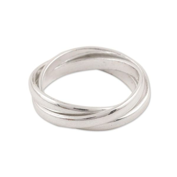 Alternate image for Sterling Silver Interlocked Band Ring Crafted in India Shiny Trio