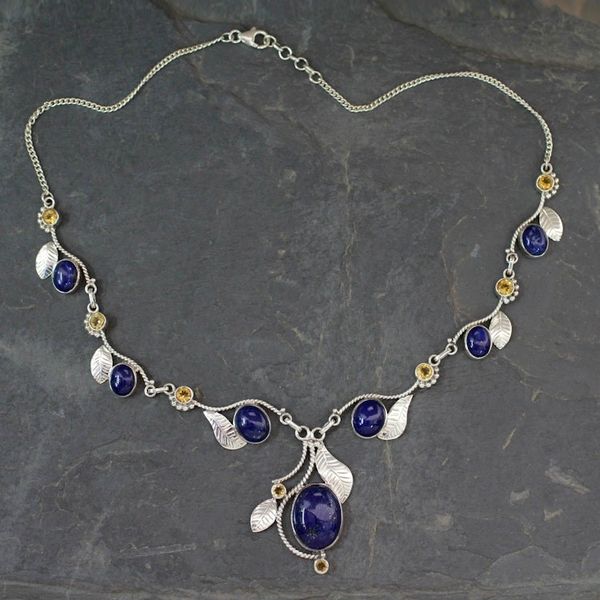 Alternate image for India Jewelry Lapis Lazuli and Citrine Y Necklace Dew Blossom