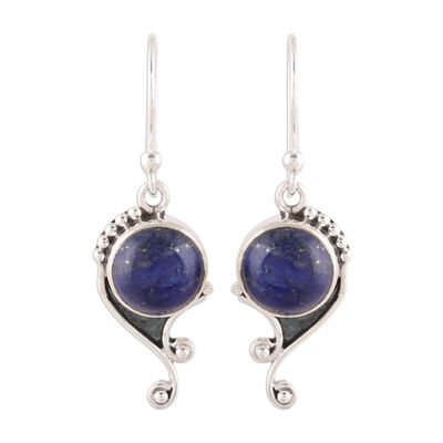 Alternate image for Handmade 925 Sterling Silver Lapis Lazuli Earrings India Deep Sea Charm