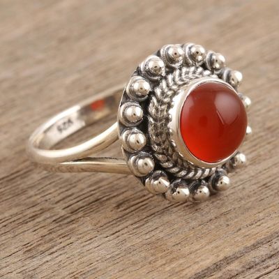 Alternate image for Sterling Silver and Carnelian Cocktail Ring Orange Day
