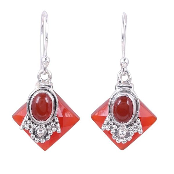 Alternate image for Carnelian Earrings from Indian Jewelry Collection Kolkata Scarlet