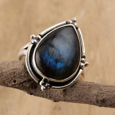 Alternate image for Natural Labradorite Cocktail Ring Sultry Night