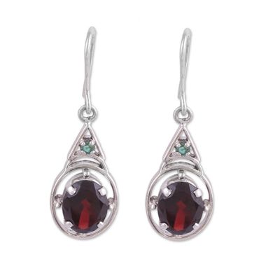 Alternate image for Garnet and Emerald Dangle Earrings from India Scarlet Joy