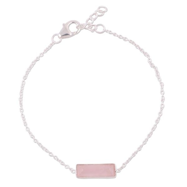 Alternate image for Rose Quartz and 925 Silver Pendant Bracelet from India Elegant Prism
