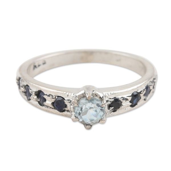 Alternate image for Sapphire and Blue Topaz Solitaire Ring Sea Sparkles