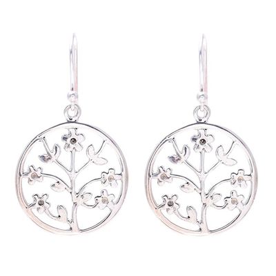 Alternate image for Openwork Floral Sterling Silver Dangle Earrings from India Floral Windows