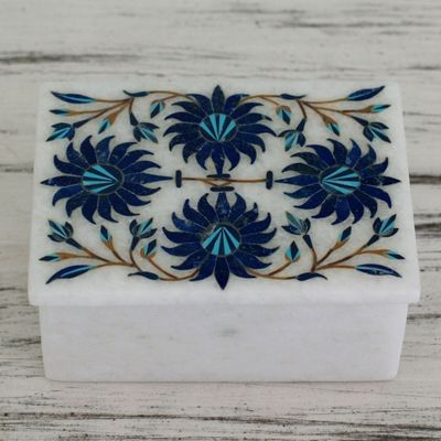 Alternate image for Floral Marble Jewelry Box from India Carnation Sky