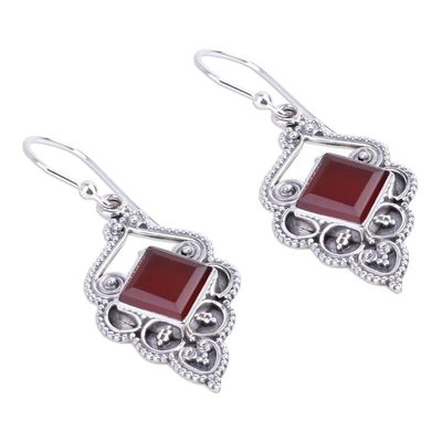 Alternate image for Artisan Crafted Carnelian Dangle Earrings from India Glorious Orange