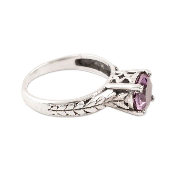 Alternate image for Faceted Amethyst Solitaire Ring Crafted in India Sparkling Crown