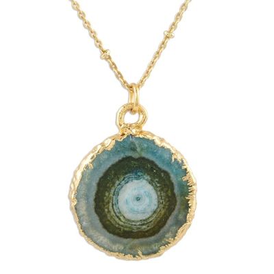 Alternate image for Gold-Plated Green Solar Quartz Pendant Necklace Mystic Power
